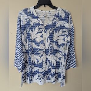 NWT! Whimsy Rose Sketch Floral Dominos, Katherine Hi-Lo Thermal Tunic (SIZE L)